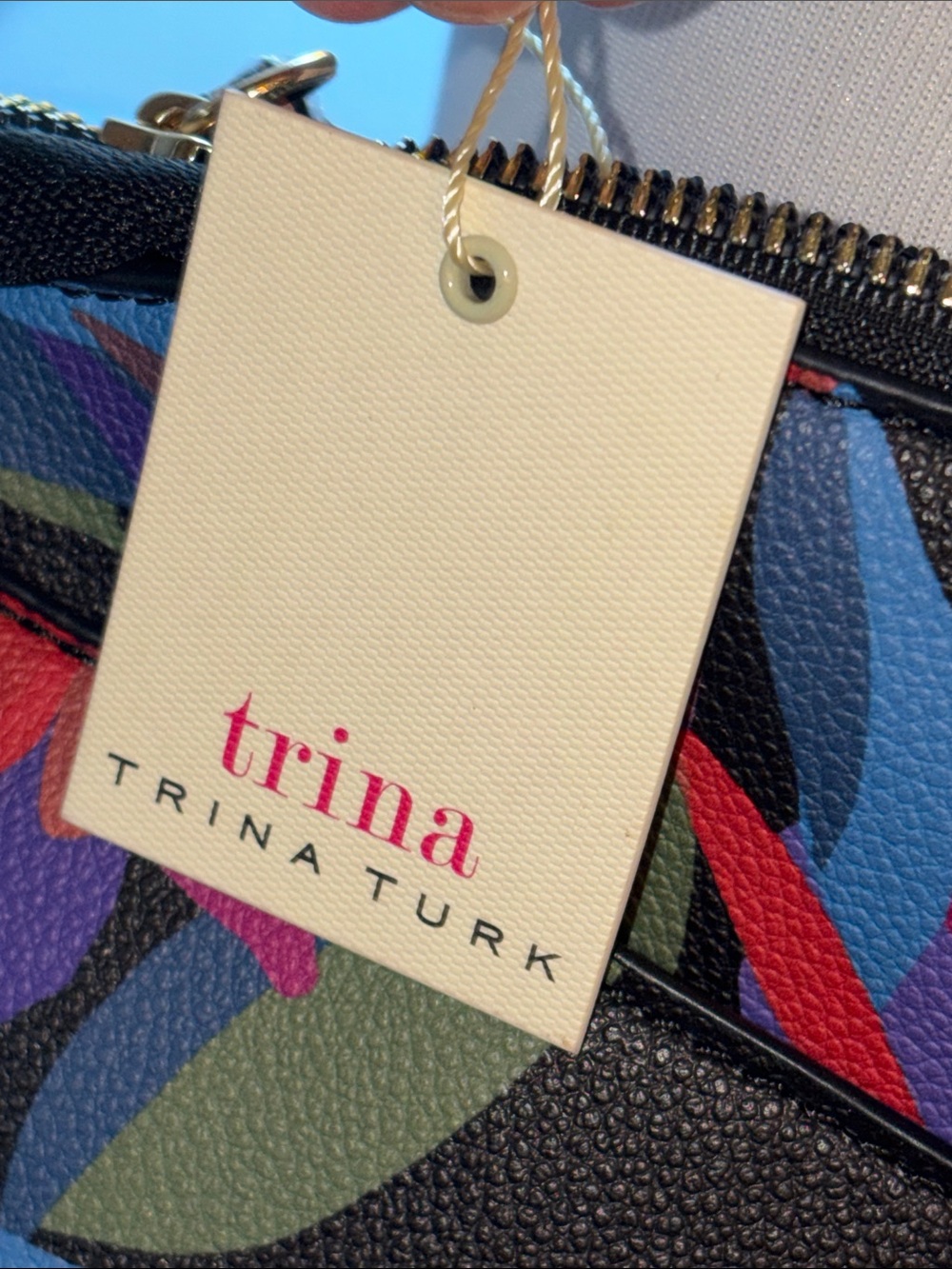 Trina Turk Black Crossbody Bag with Pink, Red & Purple Floral Print - Picture 11 of 12